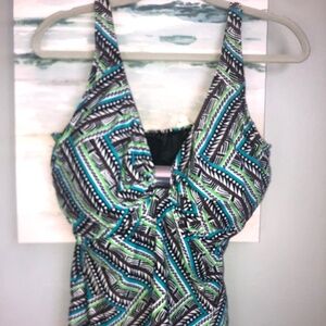 COCO REEF Tankini Top Multi Color Padded Bra with Underwire Size 36F/